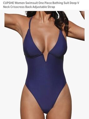 Cupshe Deep V One-Piece Swimsuit with Adjustable Straps
